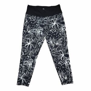 Nola Active Black & White Floral Leggings 0X